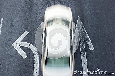 White street car in motion Stock Photo