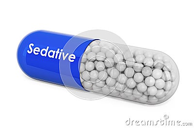 Sedative Drug, capsule with sedative. 3D rendering Stock Photo