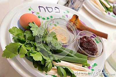 Seder plate vor passover holiday Stock Photo