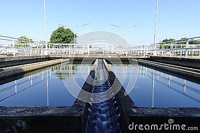 Sedimentation unit of Conventional Water Treatment Plant. Stock Photo