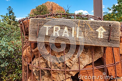 Sedona, Arizona Red Rocks Trail Marker Stock Photo