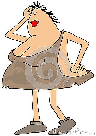 Seductive cave woman Cartoon Illustration