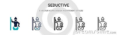 Seductive icon in filled, thin line, outline and stroke style. Vector illustration of two colored and black seductive vector icons Vector Illustration