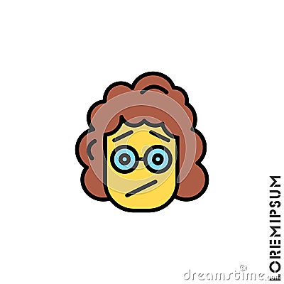 Seductive Smile Emoticon yellow girl, woman Icon Vector Illustration. Style. Angry icon Vector Illustration