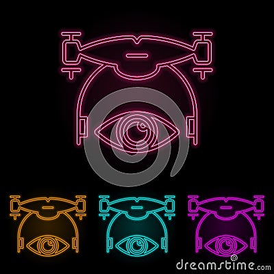 see the drone color neon set. Simple thin line, outline vector of drones icons for ui and ux, website or mobile application Stock Photo