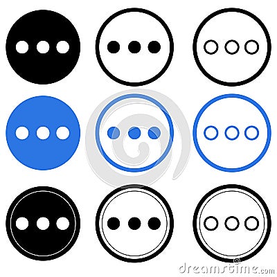 see more detail icon. more details button. push to get more dots symbol. flat style Stock Photo