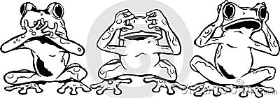 See No Evil Frogs Vector Illustration Vector Illustration