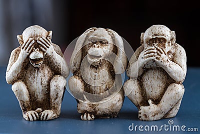 See no evil, hear no evil, speak, no evil Stock Photo