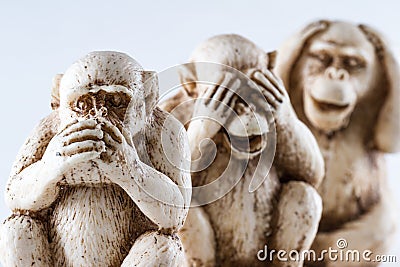 See no evil, hear no evil, speak, no evil Stock Photo