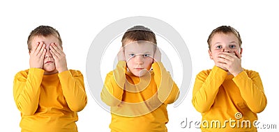 See no evil hear no evil speak no evil isolated Stock Photo