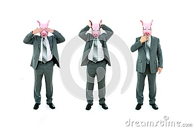 See no evil, hear no evil, speak no evil poses Stock Photo