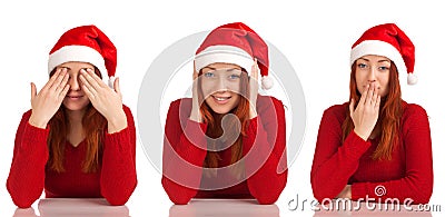 See No Evil, Hear No Evil, Speak No Evil poses. Stock Photo