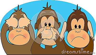 See,Speak,Hear No Evil Vector Illustration