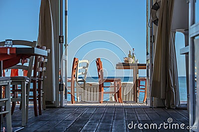 See view / restaurant, tables and chairs Stock Photo