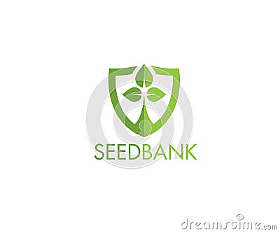 Seed Bank Protection Sprout Inside Shield Shape. Creative Vector Design Element Vector Illustration