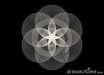 Seed Flower of life lotus icon, logo mandala sacred geometry, tattoo symbol of harmony and balance. Mystical talisman, circles Vector Illustration