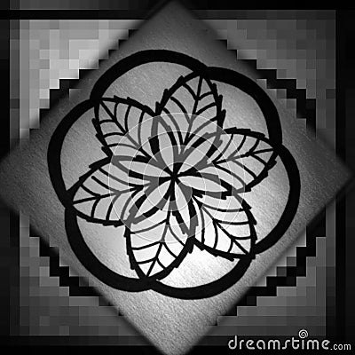 Seed of Life Drawing - black and white flower Stock Photo