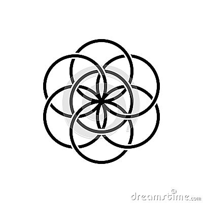 Seed of life, isolated vector symbol of sacred geometry Vector Illustration