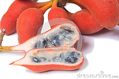 Seed of Uvaria rufa Blume fruit(Carabao teats Stock Photo