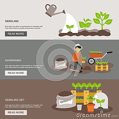 Seedling Banner Set Vector Illustration