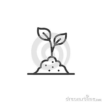 Seedling growth line icon Vector Illustration