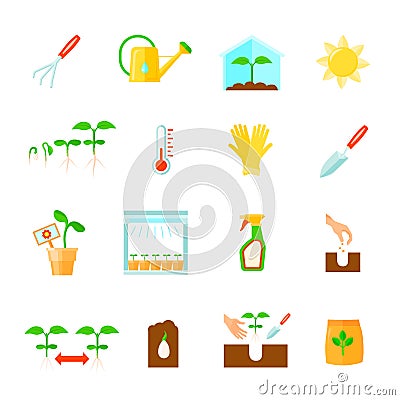 Seedling Icons Set Vector Illustration