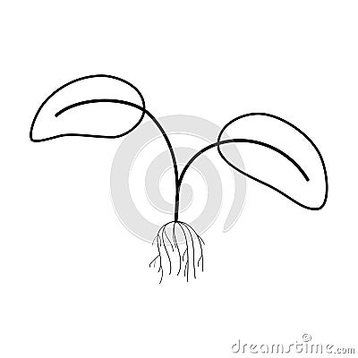 Seedling plant with roots outline simple minimalistic flat design vector illustration Vector Illustration