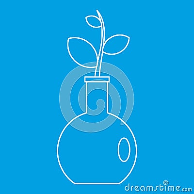 Seedling in a vase icon, outline style Vector Illustration