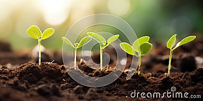 Seedlings Growing From Rich Soil Symbolizing Business Growth Profit Development And Success Stock Photo
