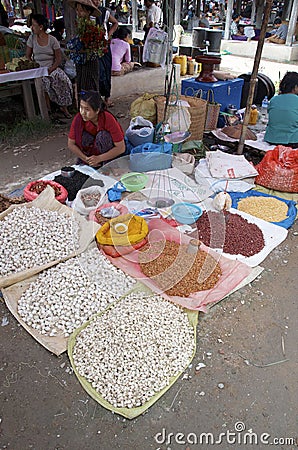 Seeds and nuts at the market Editorial Stock Photo