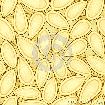 Seeds of a pumpkin seamless background Vector Illustration