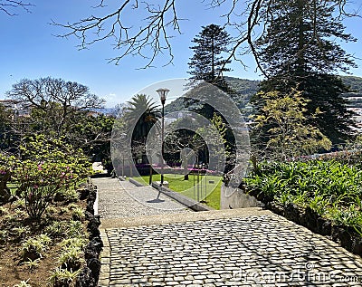 Pathway to Angro do Heroismo through the Duke of Terceira Garden Stock Photo