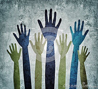 Seeking help Hands reaching out Stock Photo