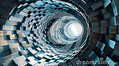A seemingly endless spiral of geometric shapes creating a mesmerizing waterfall effect Stock Photo