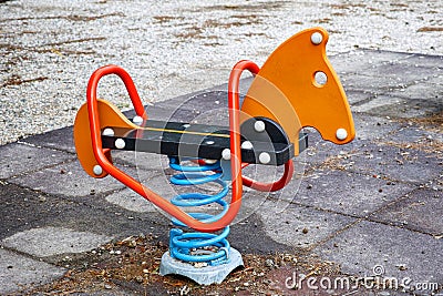 Seesaw on child playground Stock Photo