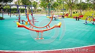 Seesaw on playground Stock Photo