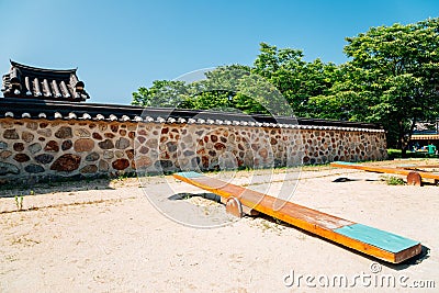 Seesaw on playground at Wolmi Park Traditional Garden in Incheon, Korea Stock Photo