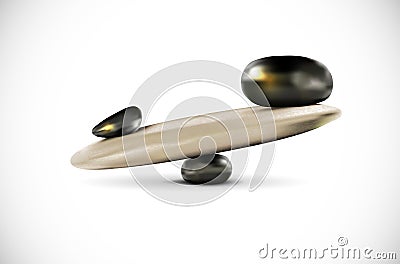 Seesaw from stones on white background - balance concept Cartoon Illustration