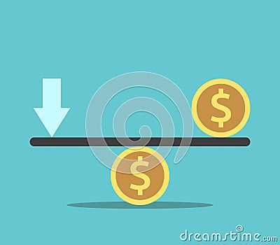 Balance, money, arrow, leverage Vector Illustration