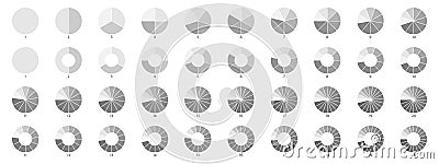 Segment slice icon. Wheel round diagram part. Pie chart design element. Circle section graph. 2,3,4,5,6 segment Vector Illustration