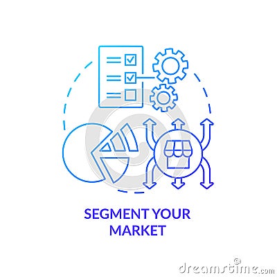 Segment your market blue gradient concept icon Vector Illustration