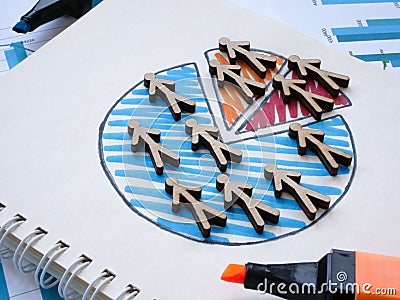Segmentation targeting positioning STP concept. The figures are on the chart. Stock Photo