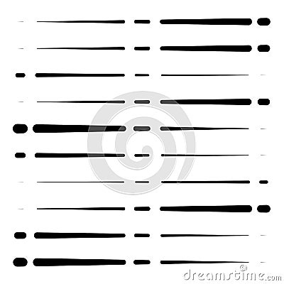 Segmented, dashed lines, stripes abstract geometric pattern. irregular straight parallel strips, streaks. fraction, chunks, pieces Vector Illustration