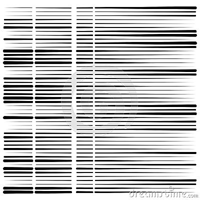 Segmented, dashed lines, stripes abstract geometric pattern. irregular straight parallel strips, streaks. fraction, chunks, pieces Vector Illustration