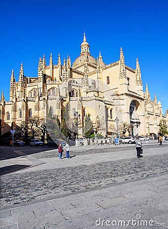 Segovia cathedral with blue sky Editorial Stock Photo