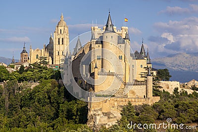 Segovia, monumental city. Alcazar, cathedral and churches. Stock Photo