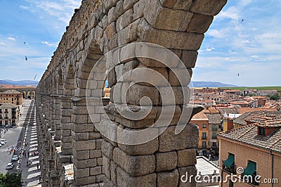 Segovia roman aqueduct. Castile region, Spain Stock Photo