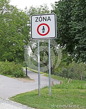 Segway free zone road sign Stock Photo