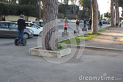 Segways in via del Circo Massimo in Rome, Italy Editorial Stock Photo