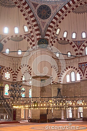 Sehzade Mosque, an Ottoman imperial mosque in Istanbul, Turkey. Interior view. Architectural detail. Stock Photo